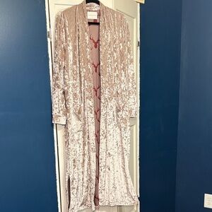 Crushed Velvet Duster - Blush Pink